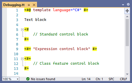 Text Template with syntax highlighting